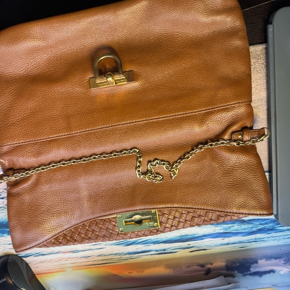 Woven Leather Shoulder Bag with Chain Strap - Brown banana republic - Picture 3 of 5